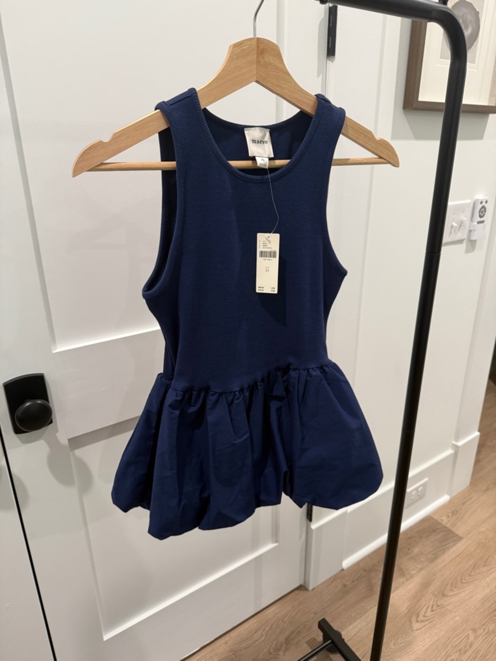 Brand NWT. Maeve Navy Peplum Tank Top